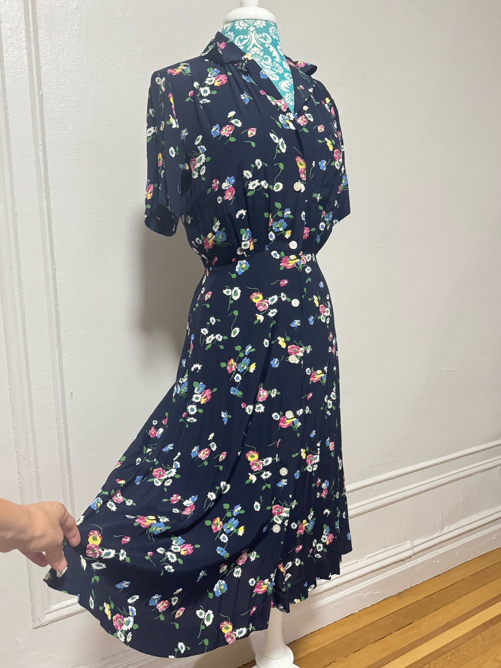 Vintage 90s Banana Republic Rayon Button-down Floral Dress